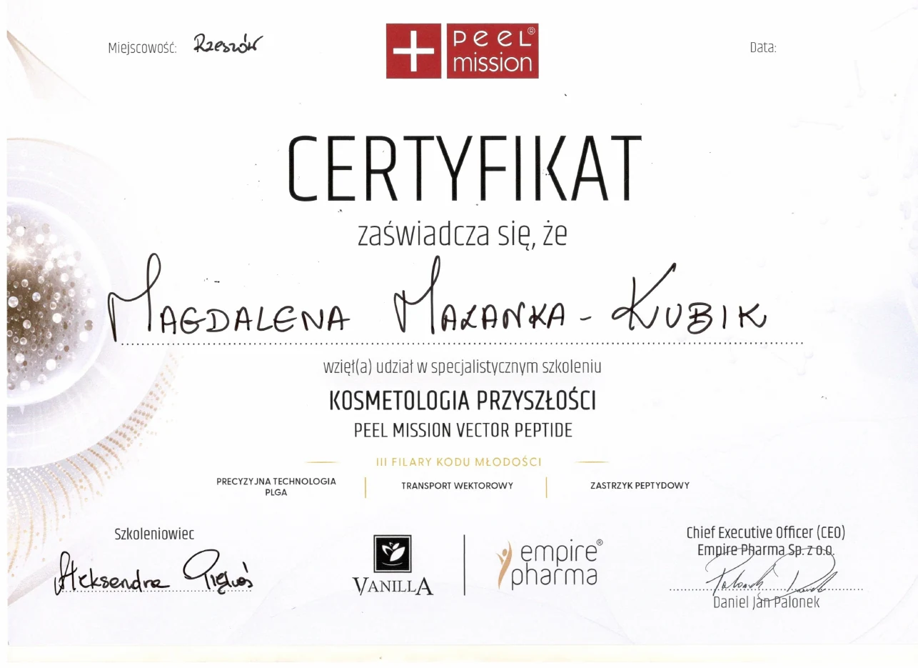 Certyfikat Kosmetologia przyszłości